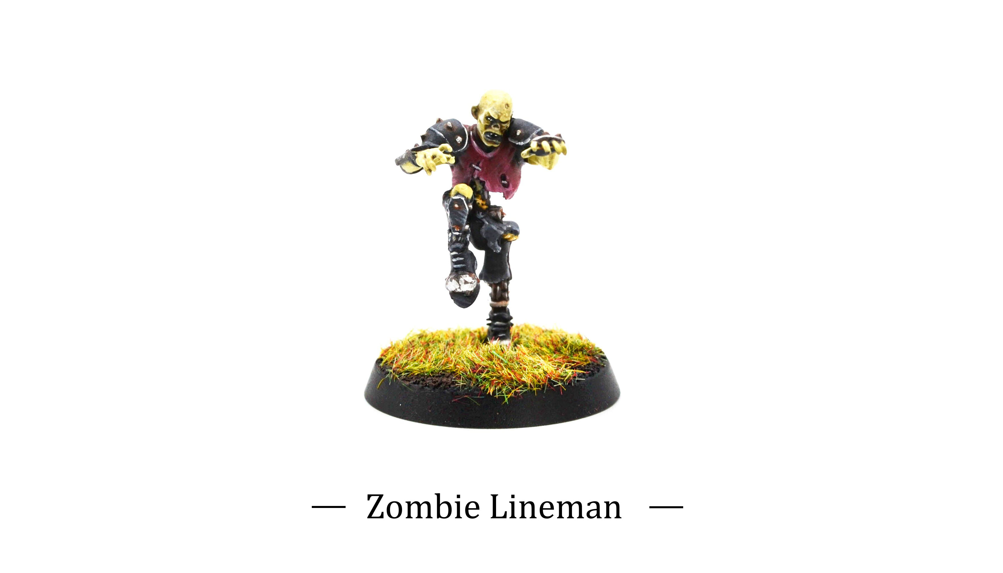 Necromantic Horror Blood Bowl Team: Zombie Linemen Blood Bowl miniature painted by commission painter.